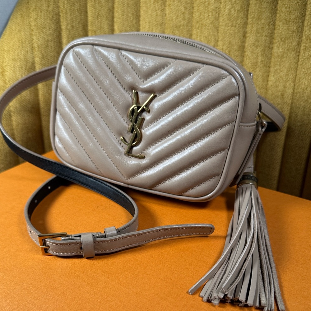 Saint Laurent (YSL) Lou Camera Bag (the quilted crossbody Belt Taupe Brown